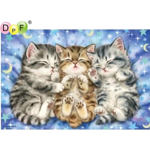 DPF Three little kittens 5D needlework diamond painting cross stitch home decor diamond mosaic square crafts diamond embroidery