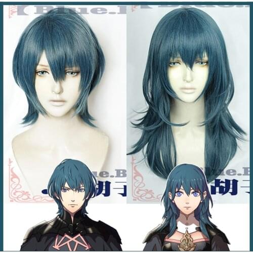 Fire Emblem ThreeHouses Wig Byleth Long Blue Straight Middle Long Short Heat Resistant Hair Cosplay Wigs + Wig Cap