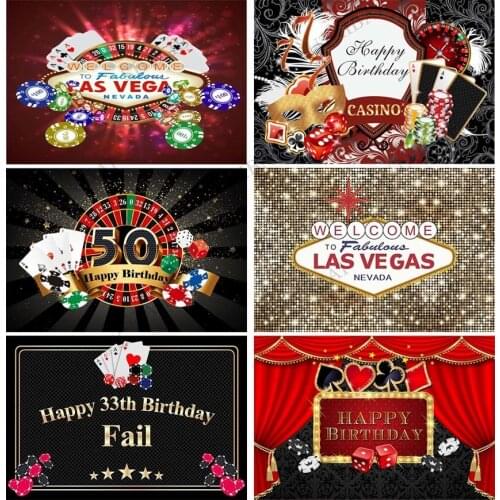 Casino Birthday Party Backdrop Poker Las Vegas Theme Party Background Casino Night Photography Background for Photo Booth Studio