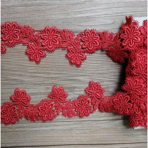 Hot New 5 Meters 16cm Wide Soft Tulle Flower Lace Trim Fabric for Wedding Dress Light Yellow Pink Black Embroidery Lace Applique