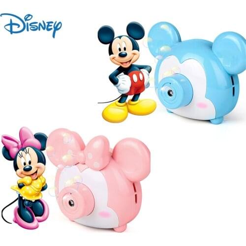 New Disney Girls Mickey Minnie Mouse Camera Bubble Blower Machine Toys Boys Electric Music Light Outdoor Toys Cute Kids Gifts