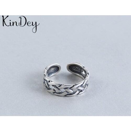 Kindey Real Silver Color Cross Hollow Rings For Women Big Antique Rings Finger Jewelry High Quality