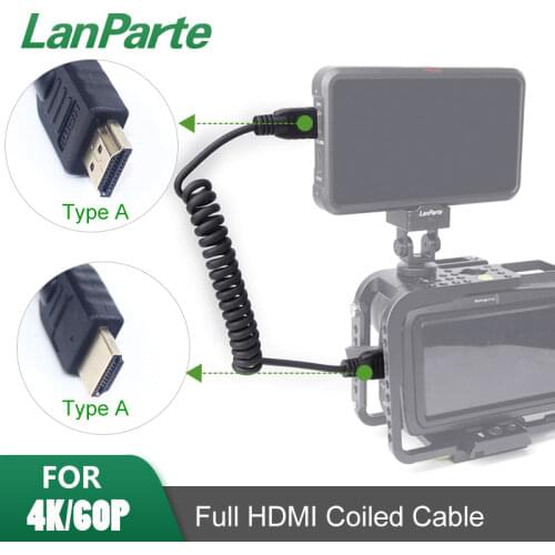 LanParte Coiled HDMI Cable with Type A to Type A camera HDMI Socket for Aotomos 8 bit for BMPCC 4K