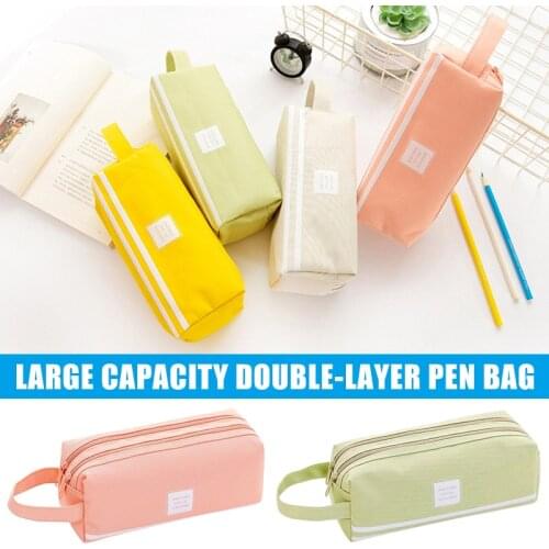 Girls Cute Pencil Case Pen Storage Bag 2 Compartments Makeup Coin Purse for Women PUO88