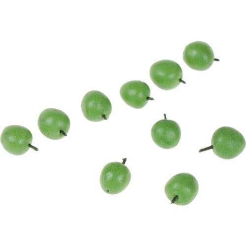 10Pcs 1/12 Doll House Miniature Accessories Mini Resin Green Apple Simulation Fruit Model Toy Doll House Decoration