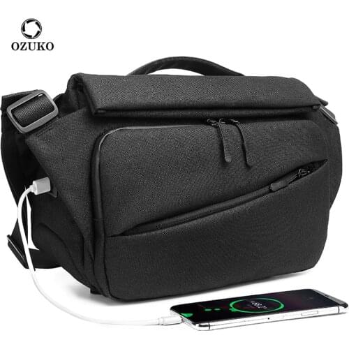 OZUKO New Multifunction High capacity Men Messenger Bag Riding Male Travel Waterproof USB Charging Sling Shoulder Crossbody Bags
