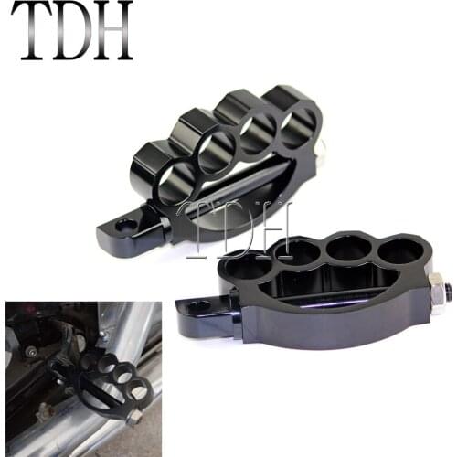 Black Motorcycle Toe Knuckle Footrest CNC Aluminum Footpeg Rider Foot Peg For Harley Cafe Racer Chopper Bobber Dyna Softail