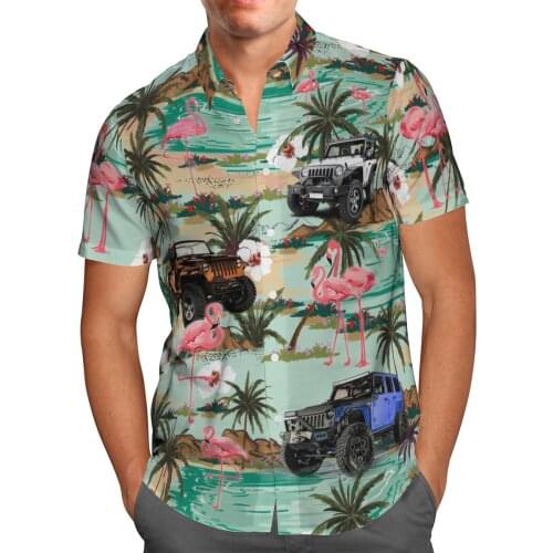Love Car 3D Beach Hawaiian 2021 Summer Mens Shirt Short Sleeve Shirt Streetwear Oversized 5XL Camisa Social Chemise Homme-590