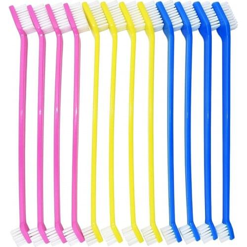 New Pet Toys Dog Toothbrush Set Double Sided Canine Dental Hygiene Brushes with Long 8 1/2 Inch Handles and Super Soft Bristles