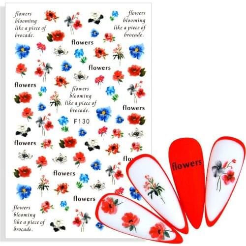 New Designs Flower Series Nail Adhesive Decal Stickers Sakura Daisy Lavender Floral Pattern Transfer Sticker Nail Art Decoration