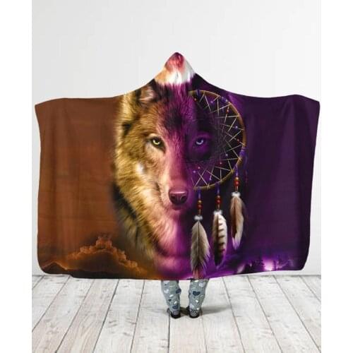 Plstar Cosmos Birds Feather/Native/Buffalo Head Motifs Hooded Blanket 3D full print Wearable Blanket Adults men women style-11