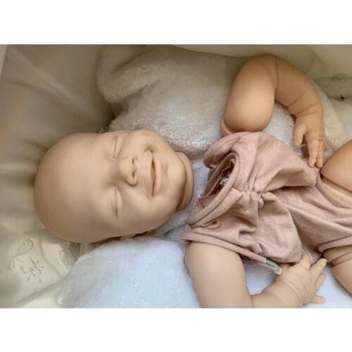 Popular reborn doll kit sleeping April smiley face very soft touch fresh color unpainted unfinished doll parts DIY