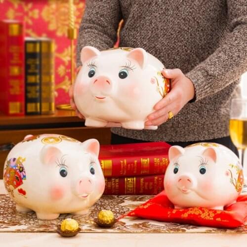 Secret Coin Money Box Bank Kids Gift Cartoon Cute Hidden Safe Ceramic Pig Piggy Bank Paper Money Tirelire Home Decoration DG50MB