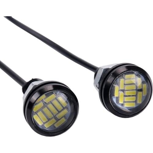2PCS White 23mm 4014 12 SMD Eagle Eye LED Daytime Running Backup Turn Signal Light Car Auto License Plate Lamps