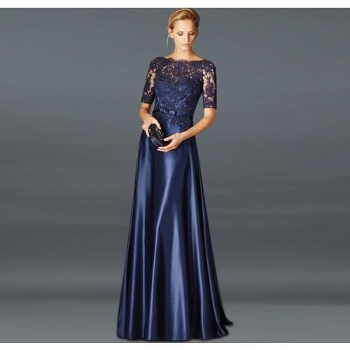 Royal 2021 Mother Of The Bride Dresses A-line satin Half Sleeves Appliques Long Wedding Party Dresses Mother Dress For Wedding