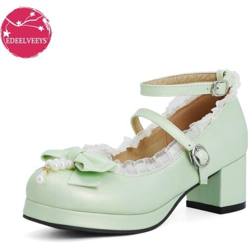 Lady Lovely Lolita High Heel Party Wedding Shoes Womens Pink White Green Butterfly-knot Bead Fashion Pumps Princess Cosplay Tide