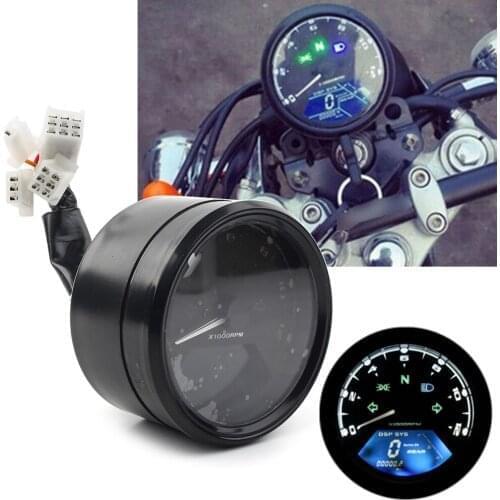 Universal Motorcycle Odometer Speedometer Tachometer LCD Digital 12000RPM Gauge 12V
