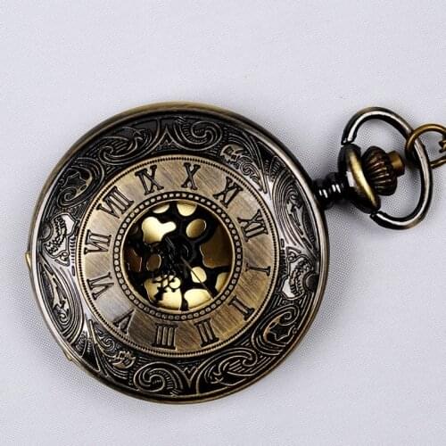 Vintage Bronze Steampunk Pocket Watch Quartz Necklace Pocket & Fob Watches Chain Men Women Clock