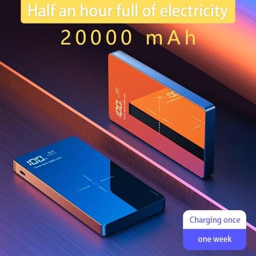 Power Bank 20000mAh Wireless External Battery Portable Powerbank Full Screen Mirror Fast Charging Multi Port for IPhone Samsung