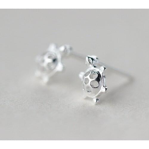 925 Sterling Silver Hypoallergenic Tortoise Stud Earrings For Women Jewelry Pendientes eh685