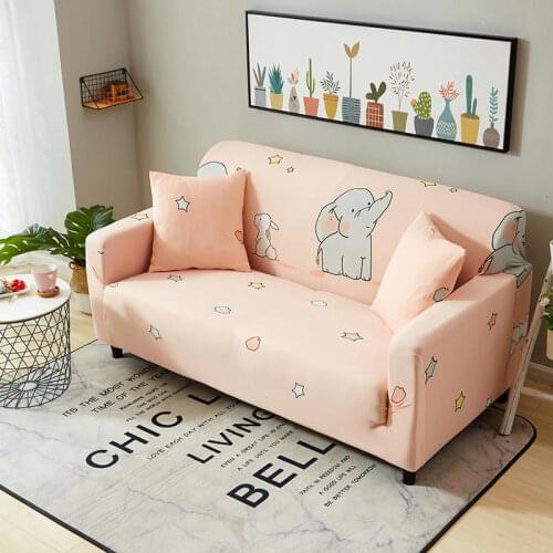 Pink Star Elephant Stretch Sofa Protector Cover for Living Room Sofa Slipcovers Sectional L Shape Sofacover 1/2/3/4 Seater
