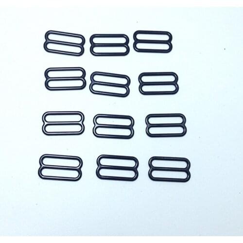 100 Pairs Black Metal Strap Sliders - 1/2 inch