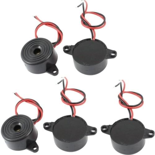 5 Pcs DC 3-24V 85dB Sound Electronic Buzzer Alarm Black 23 x 12mm #8
