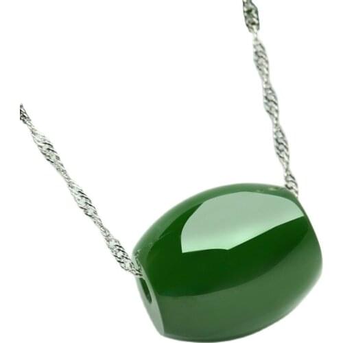 925 silver jewelry new natural soft Jade Bead Necklace