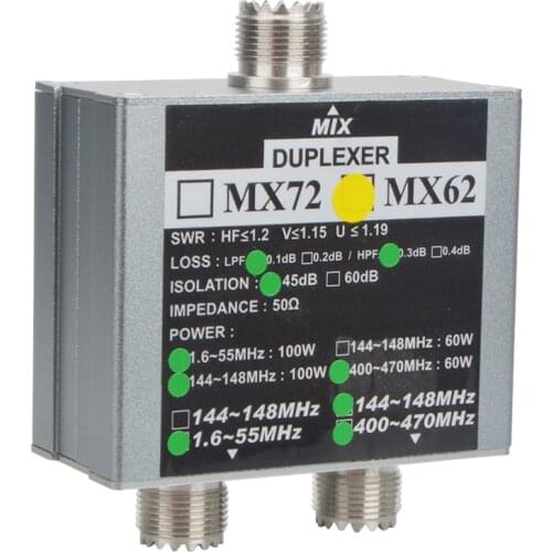 Antenna Combiner MX62 HF VHF UHF tri band HAM Walkie talkie Antenna Linear Duplexer SO239 Plugin 50 ohm 60-100W
