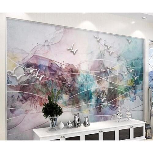 Bacal Custom Wallpaper Chinese Style Abstract Decorative Painting Ink Landscape Birds TV Wall Background mural 3D wallpaper