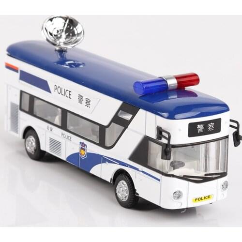 Alloy car London bus 110 police car back force car open sound light toys diecast 1/36 toys for toddler boy 3 years old gift