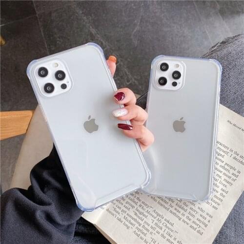 Trasparent Bumper Shockproof Phone Case For iPhone 12 11 Pro Max XR X XS Max 8 7 6S Plus SE 2020 12 Mini Plain Clear Back Cover