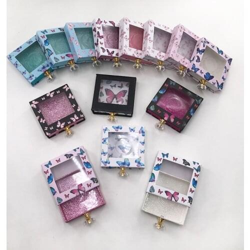 Mink Lashes Case Lashbox Packaging Box Square Pull Box Perfume Bottle Design Case With Diamond Handle Empty Lash Box