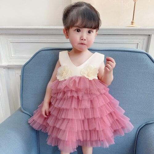 Kids Cake Newborn Christening Princess Wedding Toddler Birthday Party Children Baptism Baby Girl Clothes Summer Dresses Vestidos