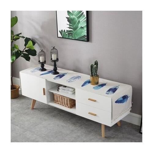 Europe tablecloth Cotton linen fresh tea table fringed tassel Cartoon long tablecloth TV cabinet dust cover cloth