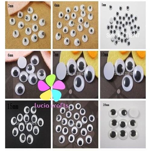 3/4/5/6/7/10/15/20/28/40mm Moving Eyes Plastic Wiggling Eyes( not-adhesive) For Doll Toy Accessories K0901