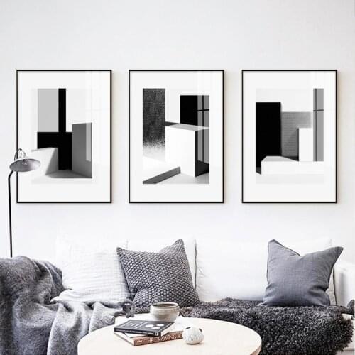 Artistic Geometry Wall Art Poster Black White Painting Pictures Wall Pictures for Living Room Aisle Canvas Paitning Home Decor