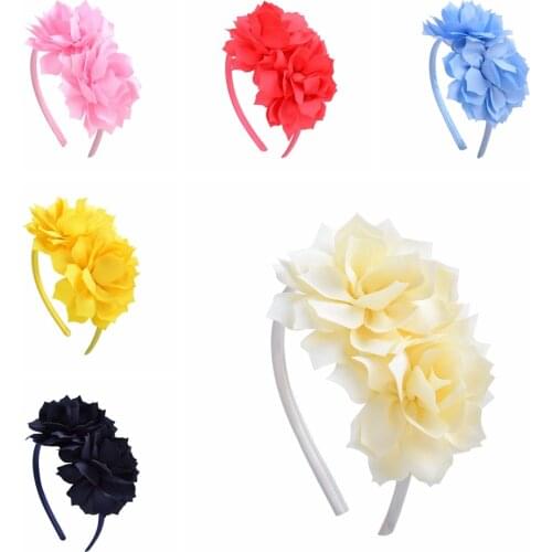 1 PCS Lovely Handmade Double Flowers Baby Girls Elastic Hair Hoop Fashion Princess Hairband Infant Headwear Kids Birthday Gifts