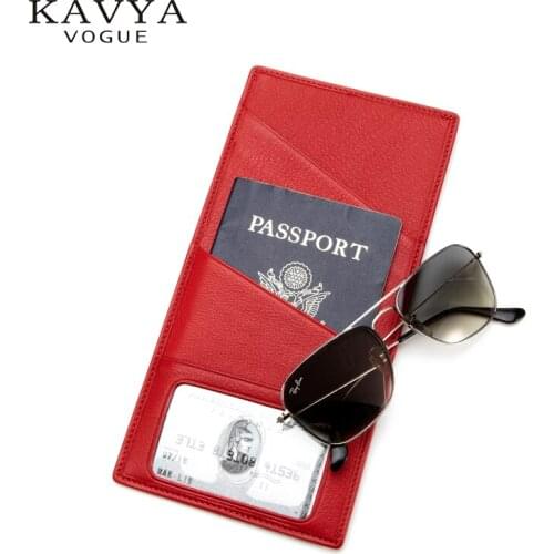KAVYAVOGUE Leather Passport Holders Geuine Leather Passport Covers RFID Travel Document Cover USA Passport ID Card Case Holder