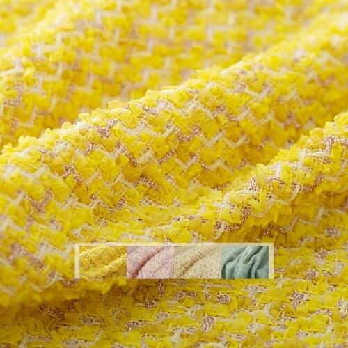Red Raspberry France Bright Yellow Tweed Fabrics Garment Material Autumn Women Jacket Coat Sewing Cloth Tailor Freeshipping