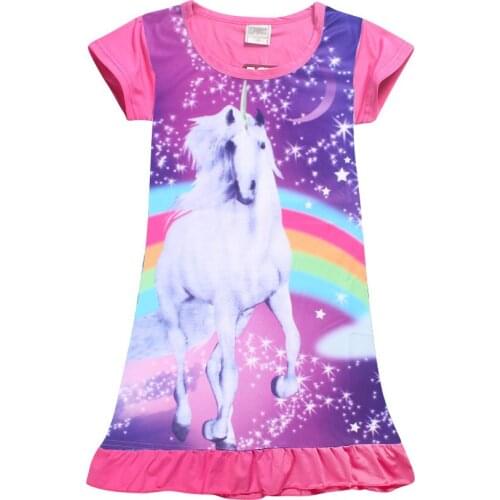 Summer Girl Dress Print Unicorn Dress for Girls Vestidos Beach Girls Dress Princess Dresses Unicorns Children Clothes