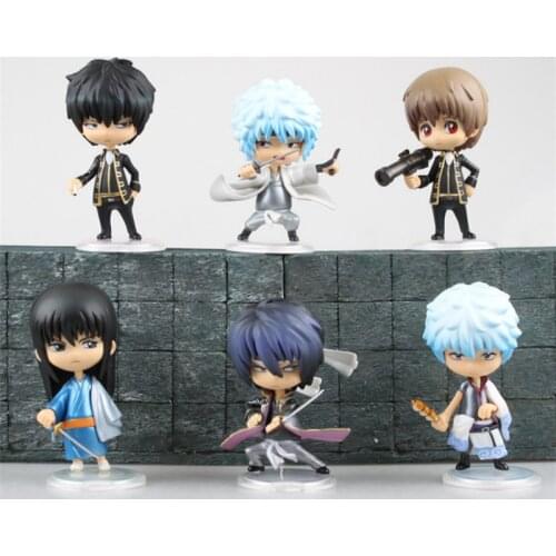 Anime Gintama Gintoki Sakata Shiro Yasha Kotarou Katsura Mini Action Figure Okita Sougo Takasugi Shinsuke PVC Figure Toy Gift
