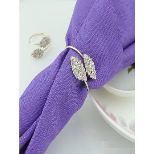 Fashion Futaba Grass Crystal Rhinestone Napkin Rings Metal Tablecloth Ring For Hotel Wedding Banquet Table Decoration Accessorie