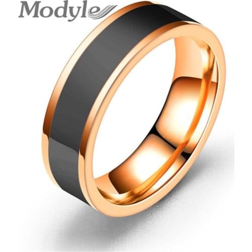 Modyle New Epoxy Punk Vintage Male Classic Silver Color Stainless Steel Wedding Ring for Men Wholesale