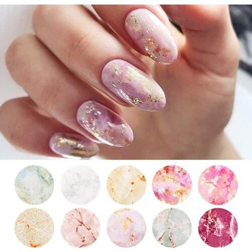 Marble Nail Foil Transfer Sticker Nail Art Stickers Tips Wraps Foil Transfer Adhesive Glitters Acrylic DIY Nail Decoration