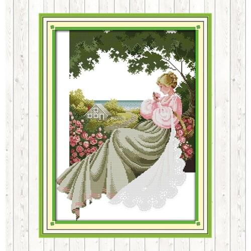 A Rose Garden Cross Stitch Kits DMC Floss Kit Embroidery Handmade Needlework Package 11CT 14CT Cross Stitch Set Wall Home Decor