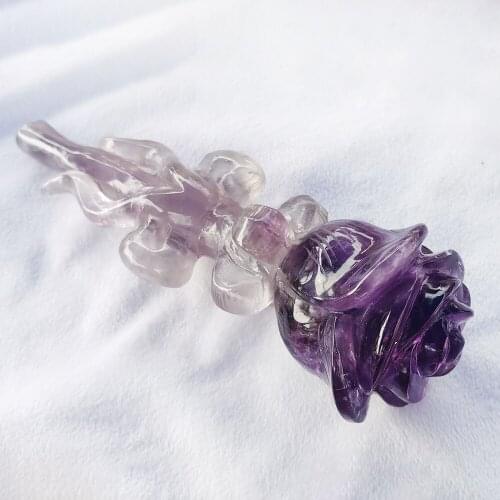 Natural Amethyst Quartz Cluster Rose Figurine Hand Carved Quartz Flower Super Power Spirit Healing Crystal Stone Home Decora