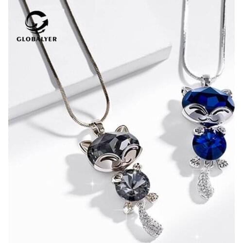 New long sweater chain Wild female autumn and winter simple fashion pendant Cat pendant accessories Atmospheric necklace 381