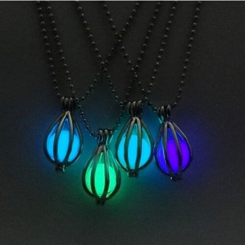 New Arrival Vintage Fluorescent Luminous Pendants Necklace Silver Color Chain Glowing In The Dark Oval Necklaces Women Jewelery