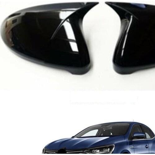 New Bat Style High Quality Abs Plastic 2 Pieces Mirror Covers Caps RearView Case Gloss Black For Renault Megane IV 2016 - 2019